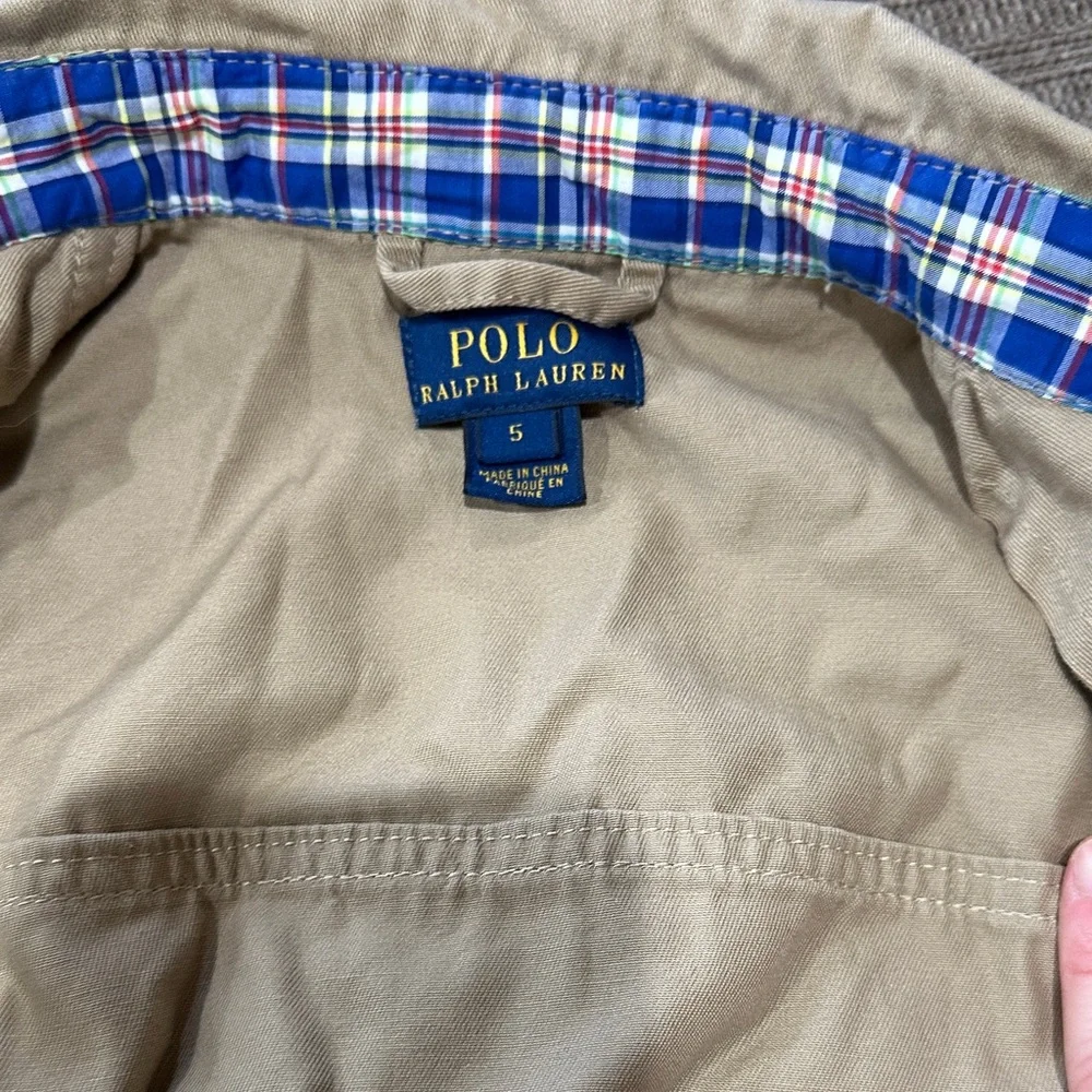 Kids Tan Jacket with Plaid Lining - Picture 4 of 5